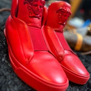 Versace Red Chunky Platform Sneakers